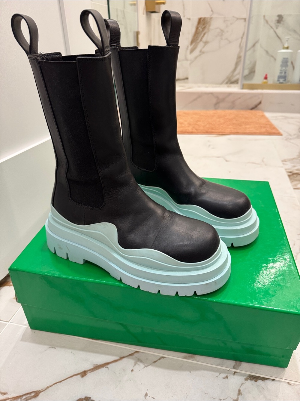 BV Chelsea Boots with Blue Platform Sole